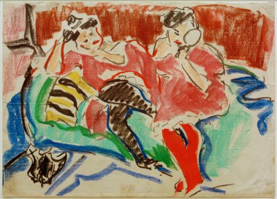 Due ragazze su un divano da Ernst Ludwig Kirchner